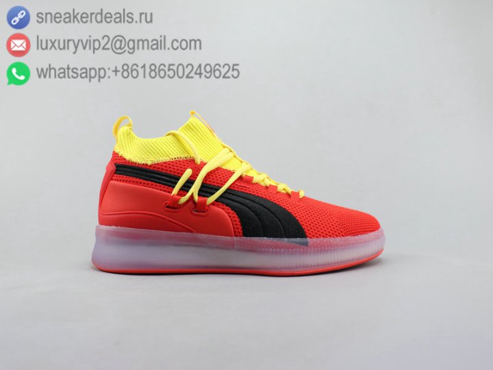 Puma Clyde Court Men High Top Sneakers Yellow Orange Black Size 40-45